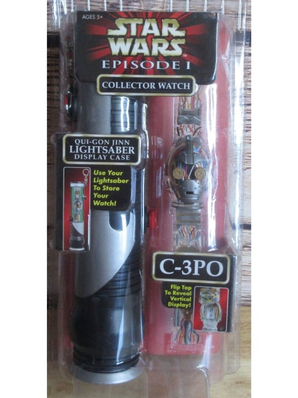 Star Wars Episode 1 The Phantom Menace C-3PO Watch with Light Saber Case